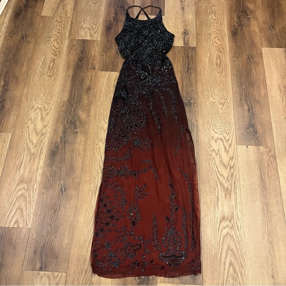 Vintage Y2K 100% Silk Beaded Dress Vintage Beaded Dress Ombré Goth Prom Dress - Picture 6 of 15